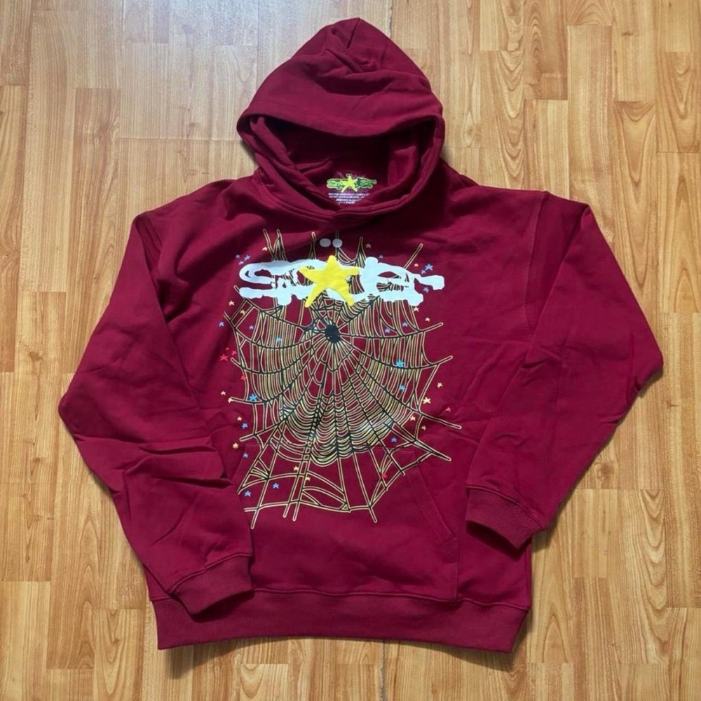 burgundy Sp5der hoodie